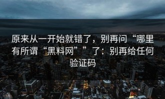 原来从一开始就错了，别再问“哪里有所谓“黑料网””了：别再给任何验证码