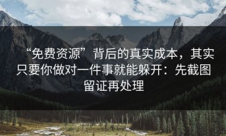 “免费资源”背后的真实成本，其实只要你做对一件事就能躲开：先截图留证再处理