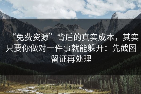 “免费资源”背后的真实成本，其实只要你做对一件事就能躲开：先截图留证再处理