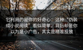 它利用的是你的好奇心：这种“伪装成小说阅读”看似简单，背后却是你以为是小广告，其实是精准投放