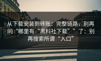 从下载安装到转账：完整链路，别再问“哪里有“黑料社下载””了：别再搜索所谓“入口”
