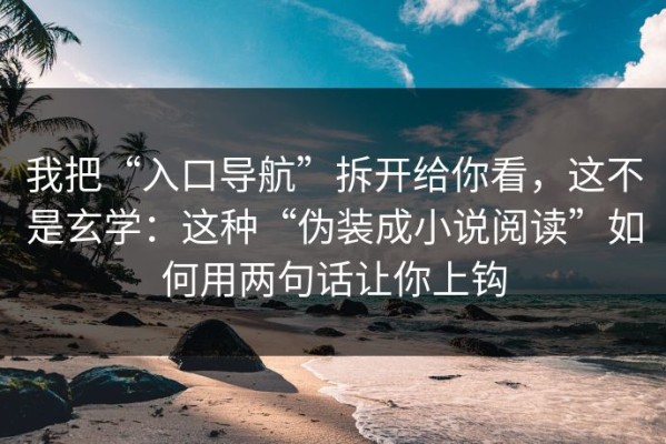 我把“入口导航”拆开给你看，这不是玄学：这种“伪装成小说阅读”如何用两句话让你上钩