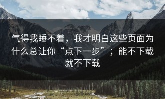 气得我睡不着，我才明白这些页面为什么总让你“点下一步”；能不下载就不下载