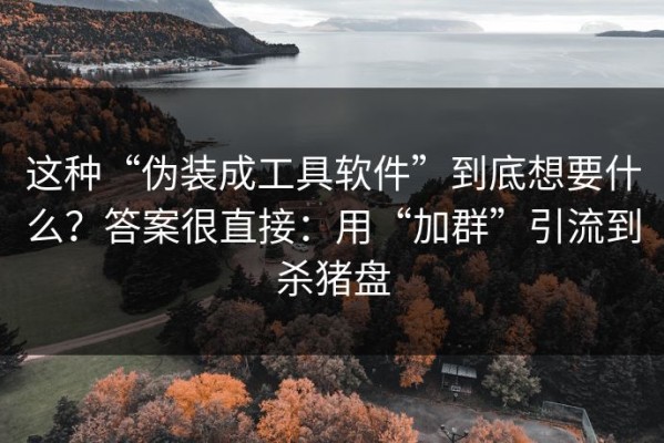 这种“伪装成工具软件”到底想要什么？答案很直接：用“加群”引流到杀猪盘
