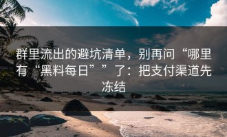 群里流出的避坑清单，别再问“哪里有“黑料每日””了：把支付渠道先冻结