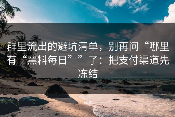 群里流出的避坑清单，别再问“哪里有“黑料每日””了：把支付渠道先冻结