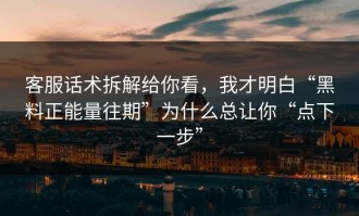 客服话术拆解给你看，我才明白“黑料正能量往期”为什么总让你“点下一步”
