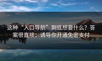 这种“入口导航”到底想要什么？答案很直接：诱导你开通免密支付