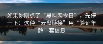 如果你刚点了“黑料网今日”，先停一下：这种“云盘链接”用“验证年龄”套信息