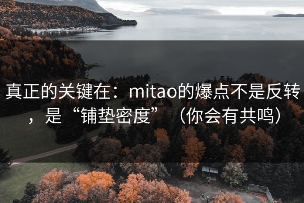 真正的关键在：mitao的爆点不是反转，是“铺垫密度”（你会有共鸣）