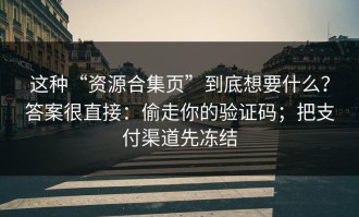 这种“资源合集页”到底想要什么？答案很直接：偷走你的验证码；把支付渠道先冻结