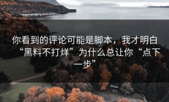 你看到的评论可能是脚本，我才明白“黑料不打烊”为什么总让你“点下一步”
