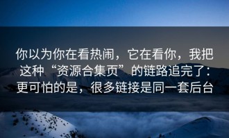 你以为你在看热闹，它在看你，我把这种“资源合集页”的链路追完了：更可怕的是，很多链接是同一套后台