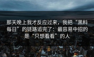 那天晚上我才反应过来，我把“黑料每日”的链路追完了：最容易中招的是“只想看看”的人