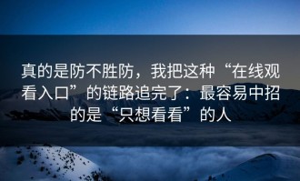 真的是防不胜防，我把这种“在线观看入口”的链路追完了：最容易中招的是“只想看看”的人