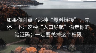 如果你刚点了那种“爆料链接”，先停一下：这种“入口导航”偷走你的验证码；一定要关掉这个权限