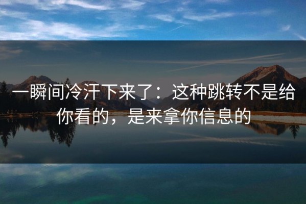 一瞬间冷汗下来了：这种跳转不是给你看的，是来拿你信息的