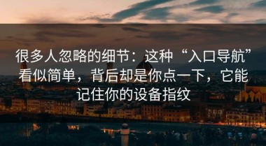 很多人忽略的细节：这种“入口导航”看似简单，背后却是你点一下，它能记住你的设备指纹