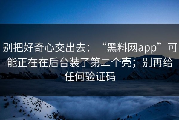 别把好奇心交出去：“黑料网app”可能正在在后台装了第二个壳；别再给任何验证码