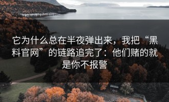 它为什么总在半夜弹出来，我把“黑料官网”的链路追完了：他们赌的就是你不报警