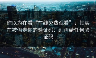 你以为在看“在线免费观看”，其实在被偷走你的验证码：别再给任何验证码