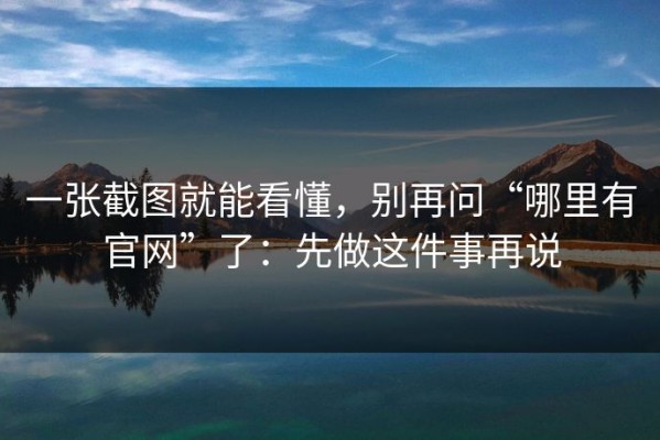 一张截图就能看懂，别再问“哪里有官网”了：先做这件事再说