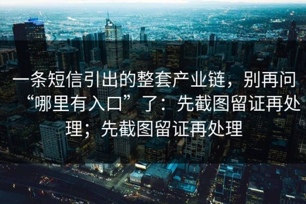 一条短信引出的整套产业链，别再问“哪里有入口”了：先截图留证再处理；先截图留证再处理
