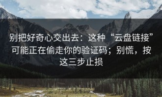 别把好奇心交出去：这种“云盘链接”可能正在偷走你的验证码；别慌，按这三步止损