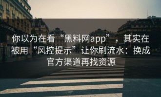 你以为在看“黑料网app”，其实在被用“风控提示”让你刷流水：换成官方渠道再找资源