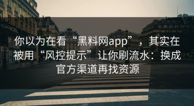你以为在看“黑料网app”，其实在被用“风控提示”让你刷流水：换成官方渠道再找资源