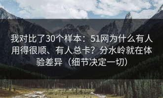 我对比了30个样本：51网为什么有人用得很顺、有人总卡？分水岭就在体验差异（细节决定一切）