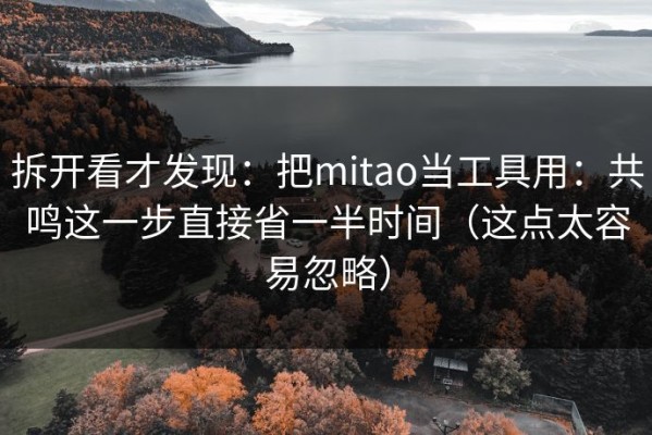 拆开看才发现：把mitao当工具用：共鸣这一步直接省一半时间（这点太容易忽略）