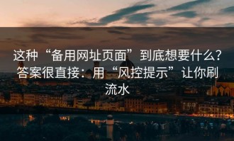 这种“备用网址页面”到底想要什么？答案很直接：用“风控提示”让你刷流水