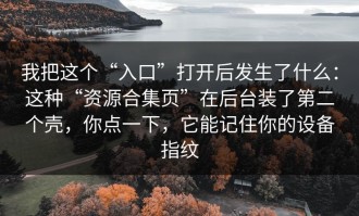 我把这个“入口”打开后发生了什么：这种“资源合集页”在后台装了第二个壳，你点一下，它能记住你的设备指纹