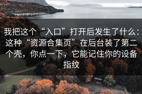 我把这个“入口”打开后发生了什么：这种“资源合集页”在后台装了第二个壳，你点一下，它能记住你的设备指纹
