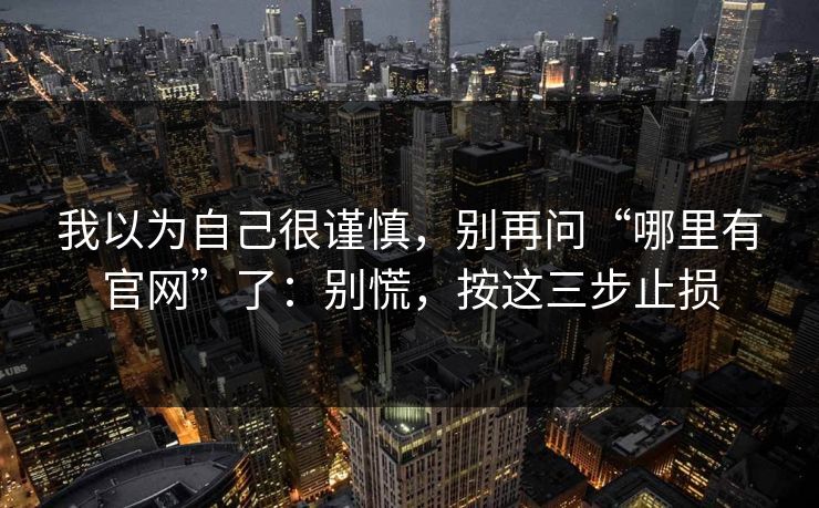 我以为自己很谨慎，别再问“哪里有官网”了：别慌，按这三步止损