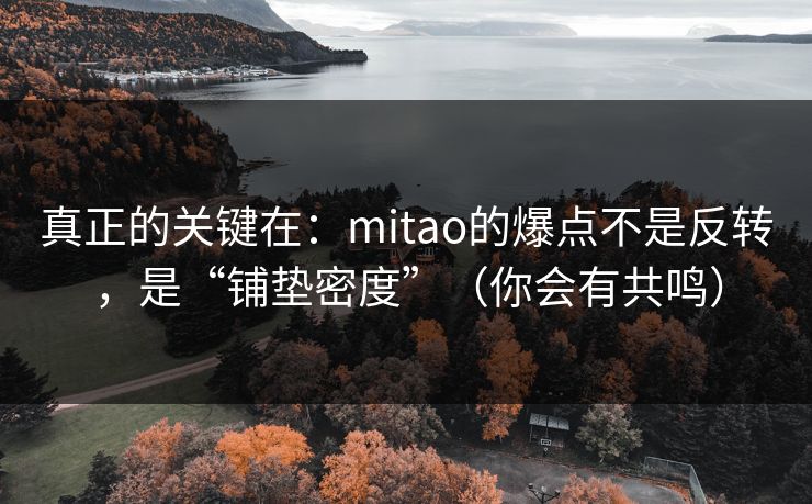 真正的关键在：mitao的爆点不是反转，是“铺垫密度”（你会有共鸣）