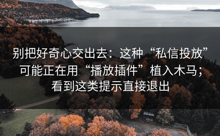 别把好奇心交出去：这种“私信投放”可能正在用“播放插件”植入木马；看到这类提示直接退出