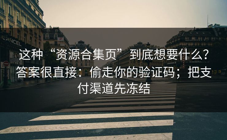 这种“资源合集页”到底想要什么？答案很直接：偷走你的验证码；把支付渠道先冻结