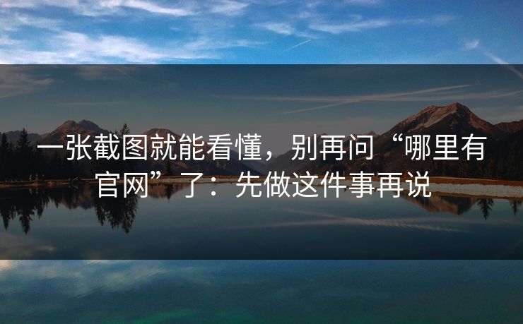 一张截图就能看懂，别再问“哪里有官网”了：先做这件事再说