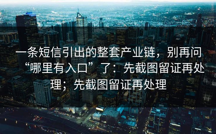 一条短信引出的整套产业链，别再问“哪里有入口”了：先截图留证再处理；先截图留证再处理