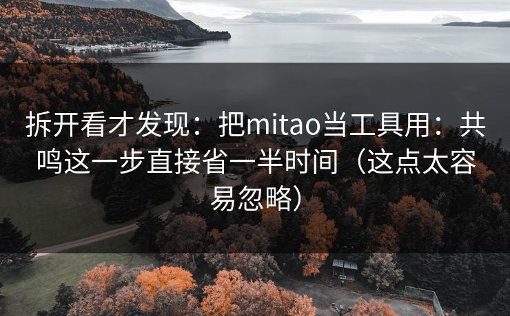 拆开看才发现：把mitao当工具用：共鸣这一步直接省一半时间（这点太容易忽略）
