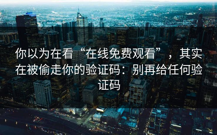 你以为在看“在线免费观看”，其实在被偷走你的验证码：别再给任何验证码
