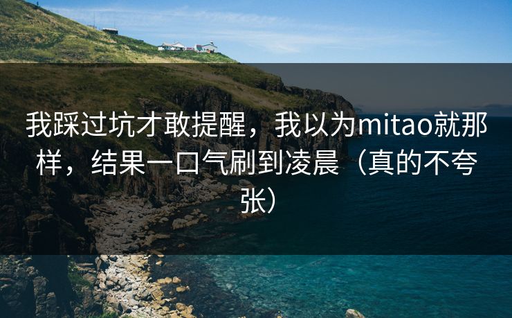 我踩过坑才敢提醒，我以为mitao就那样，结果一口气刷到凌晨（真的不夸张）