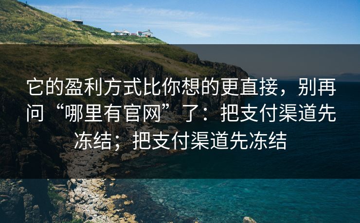 它的盈利方式比你想的更直接，别再问“哪里有官网”了：把支付渠道先冻结；把支付渠道先冻结