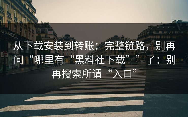 从下载安装到转账：完整链路，别再问“哪里有“黑料社下载””了：别再搜索所谓“入口”