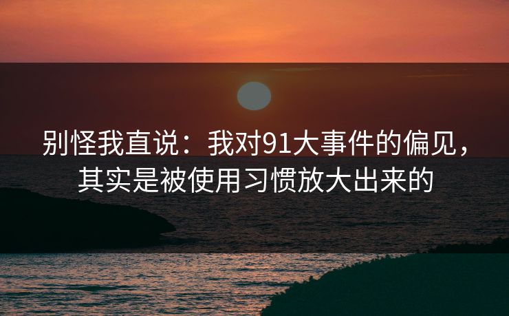 别怪我直说：我对91大事件的偏见，其实是被使用习惯放大出来的